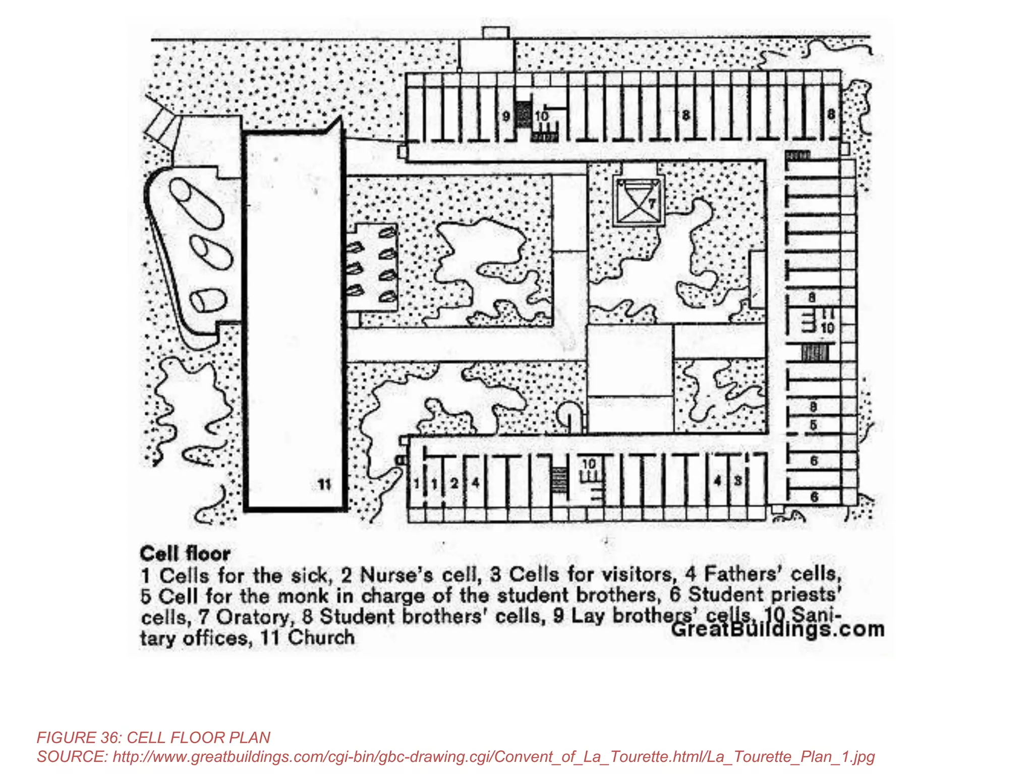 FIGURE 36: CELL FLOOR PLAN
SOURCE: http://www.greatbuildings.com/cgi-bin/gbc-drawing.cgi/Convent_of_La_Tourette.html/La_Tourette_Plan_1.jpg

 