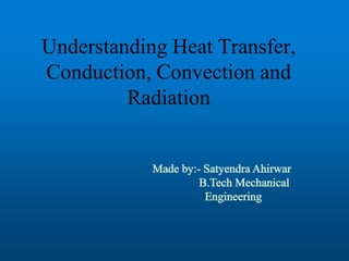 Understanding Heat Transfer,
Conduction, Convection and
Radiation
 