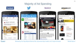 Mobile SearchMonetizing Your App Beyond Banner Ads, Sponsored App Installs, and In-app Purchases
15
Majority of Ad Spending
Mobile SearchMonetizing Your App Beyond Banner Ads, Sponsored App Installs, and In-app Purchases
 