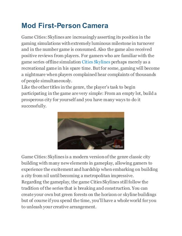 Mod first person camera