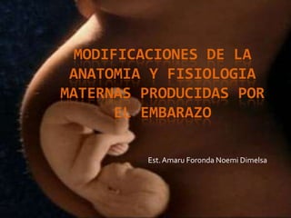 MODIFICACIONES DE LA
ANATOMIA Y FISIOLOGIA
MATERNAS PRODUCIDAS POR
EL EMBARAZO
Est.Amaru Foronda Noemi Dimelsa
 