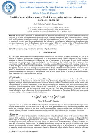 Downforce Modification Modification of airflow around a FSAE Race car using sidepods to ...
