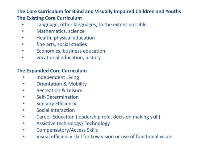 Modification of curriculum for visually impared students | PPTX