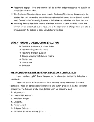 Modification of teachers behaviours | DOC
