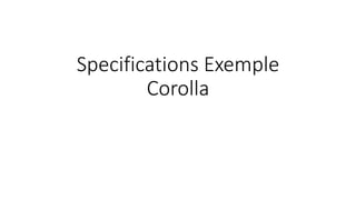 Specifications Exemple
Corolla
 