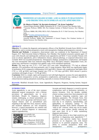 Modified Alvarado Score: Diagnostic and Prognostic Tool in Acute ...