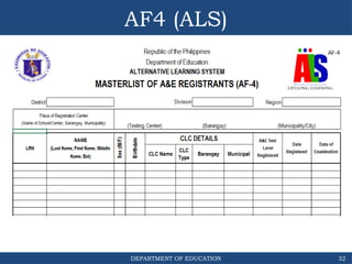 Comprehensive Review and Modification of School and ALS Forms in the ...