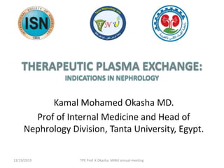 Kamal Mohamed Okasha MD.
Prof of Internal Medicine and Head of
Nephrology Division, Tanta University, Egypt.
11/19/2019 TPE Prof. K Okasha, MINU annual meeting
 