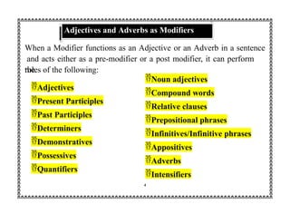 Modifiers, its kinds and Uses, its application | PPTX