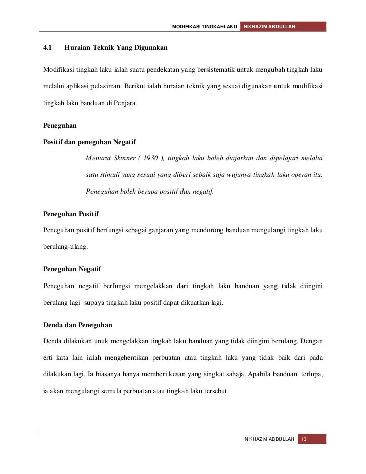 Pembelajaran Tingkahlaku Modifikasi
