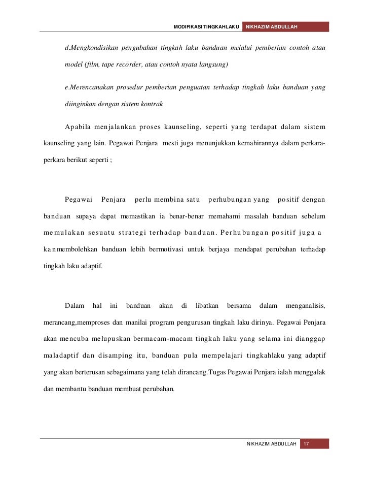 Pembelajaran Tingkahlaku Modifikasi