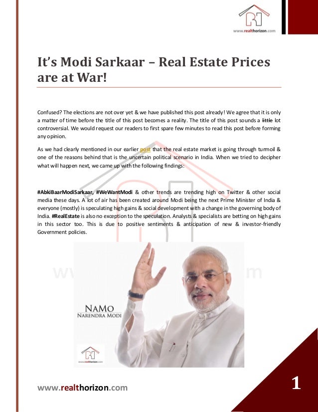 It's Modi Sarkaar Real Estate Prices at War!