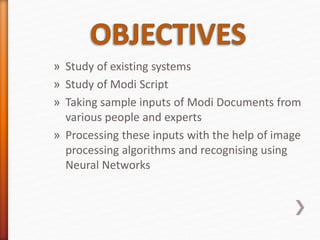 Modi script character recognition | PPTX