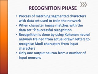 Modi script character recognition | PPTX