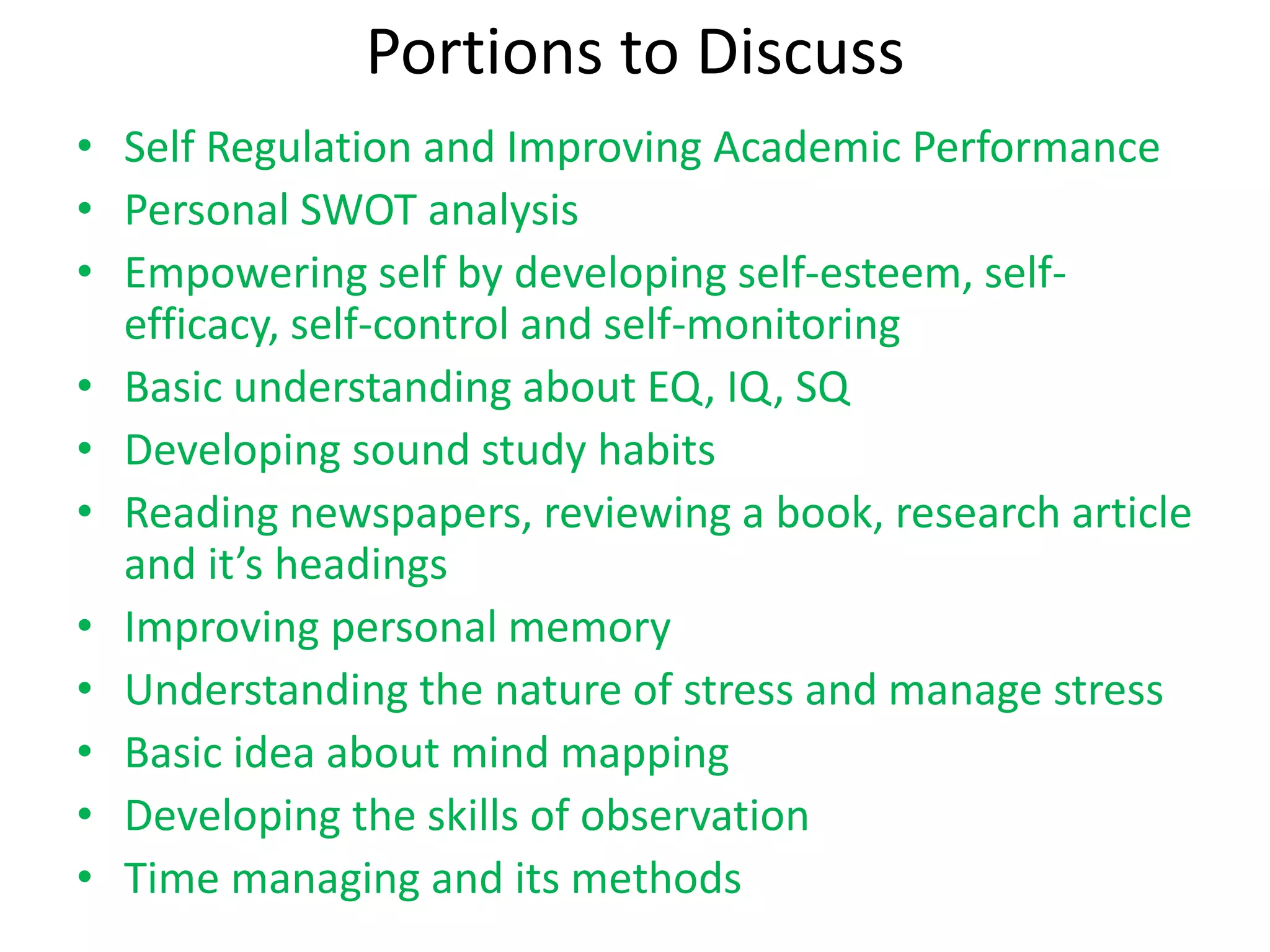 SELF REGULATION & IMPROVING ACADEMIC PERFORMANCE | PPT
