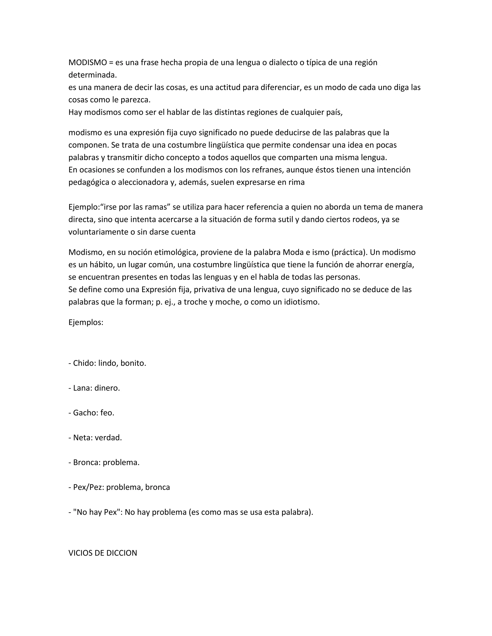Ejemplos Y Significados De Modismos