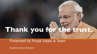 Presented by Pooja Yadav & Team 
Guided by Payal Chhabra 
