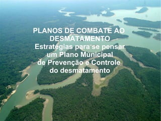 PLANOS DE COMBATE AO
DESMATAMENTO
Estratégias para se pensar
um Plano Municipal
de Prevenção e Controle
do desmatamento
 