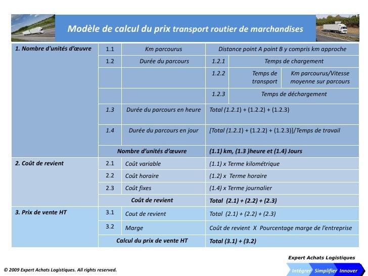 Calcul Cout De Revient Transport Routier Pdf