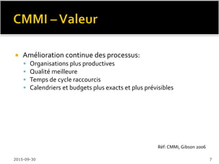 2016-02-11 7
 Modèle Gartner: Modèle de maturité de directionTI,
s’appliquant avant les modèles de maturité technique, tels
Cobit, CMMi, Itil, …
 