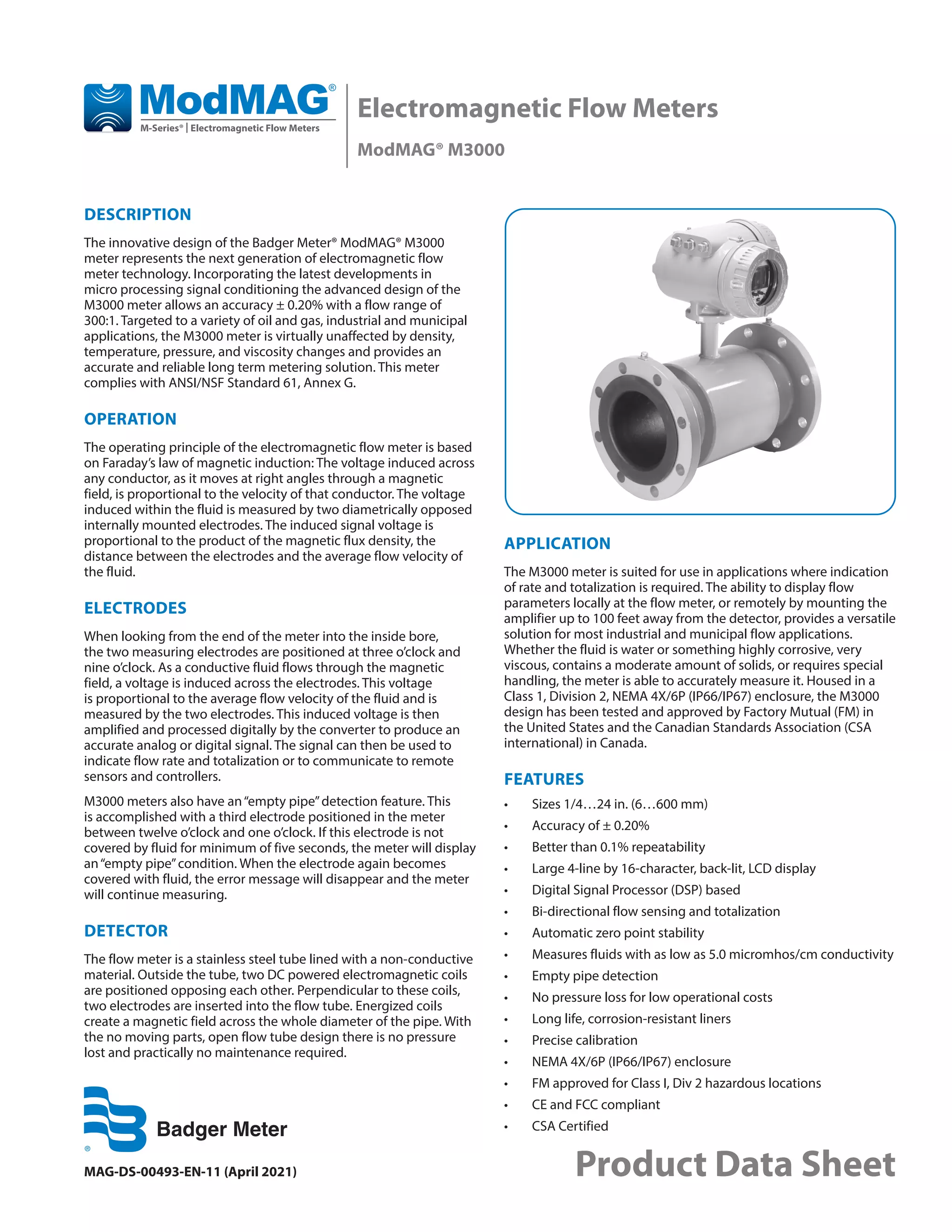 Mod mag m3000 datasheet badger meter flow meter_mseries PDF