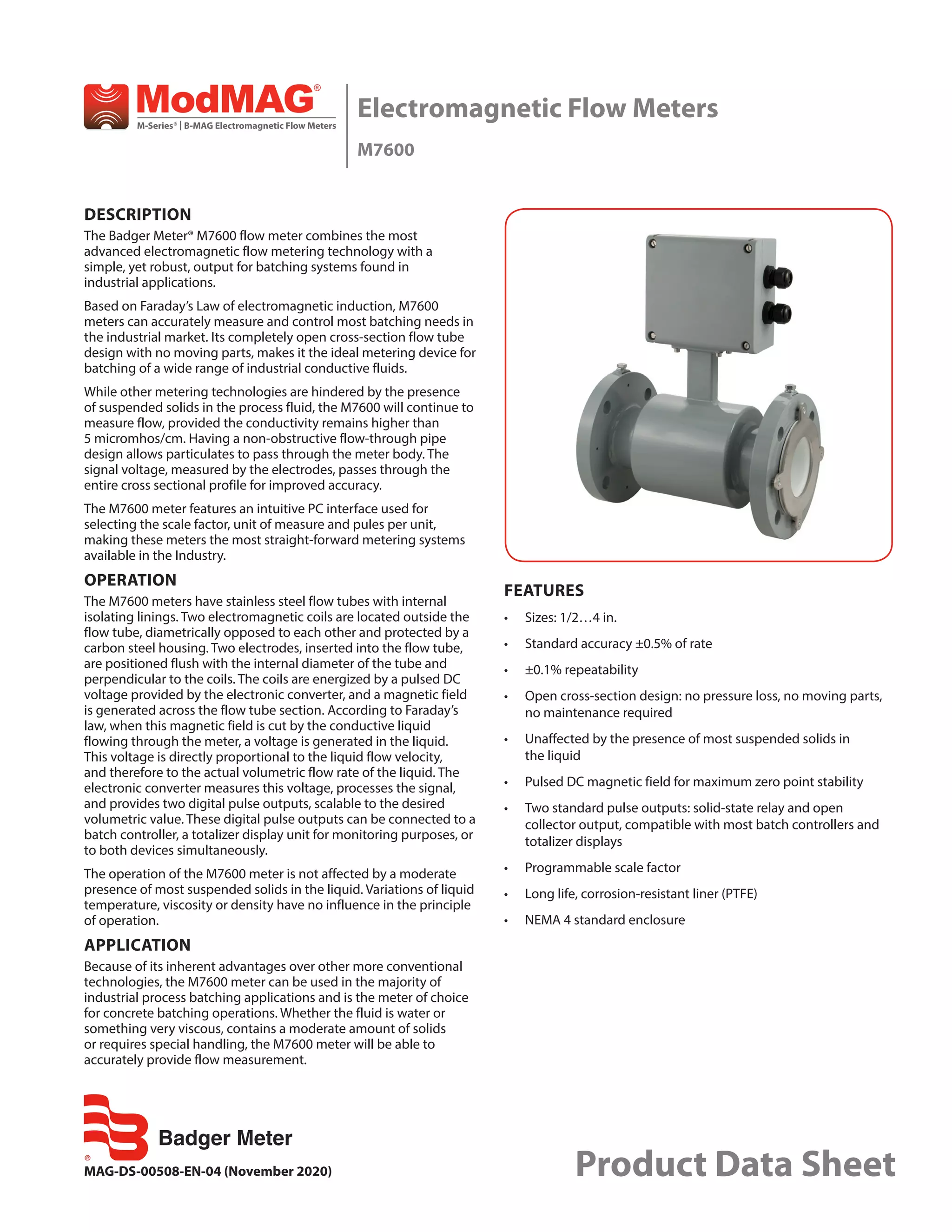 Mod mag m7600 datasheet badger meter flow meter_m