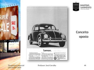 Conceito
oposto
Técnico(a) Comercial/
UFCD 0367/2018
Professor: José Carvalho 48
 