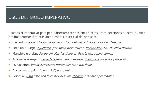Modo imperativo en español