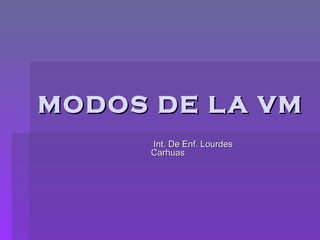 MODOS DE LA VM Int. De Enf. Lourdes Carhuas 