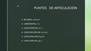 MODO Y PUNTO ARTICULATORIO fonoaudiologia | PPTX