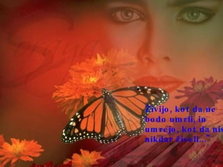 Živijo, kot da ne bodo umrli, in umrejo, kot da niso nikdar živeli..."  