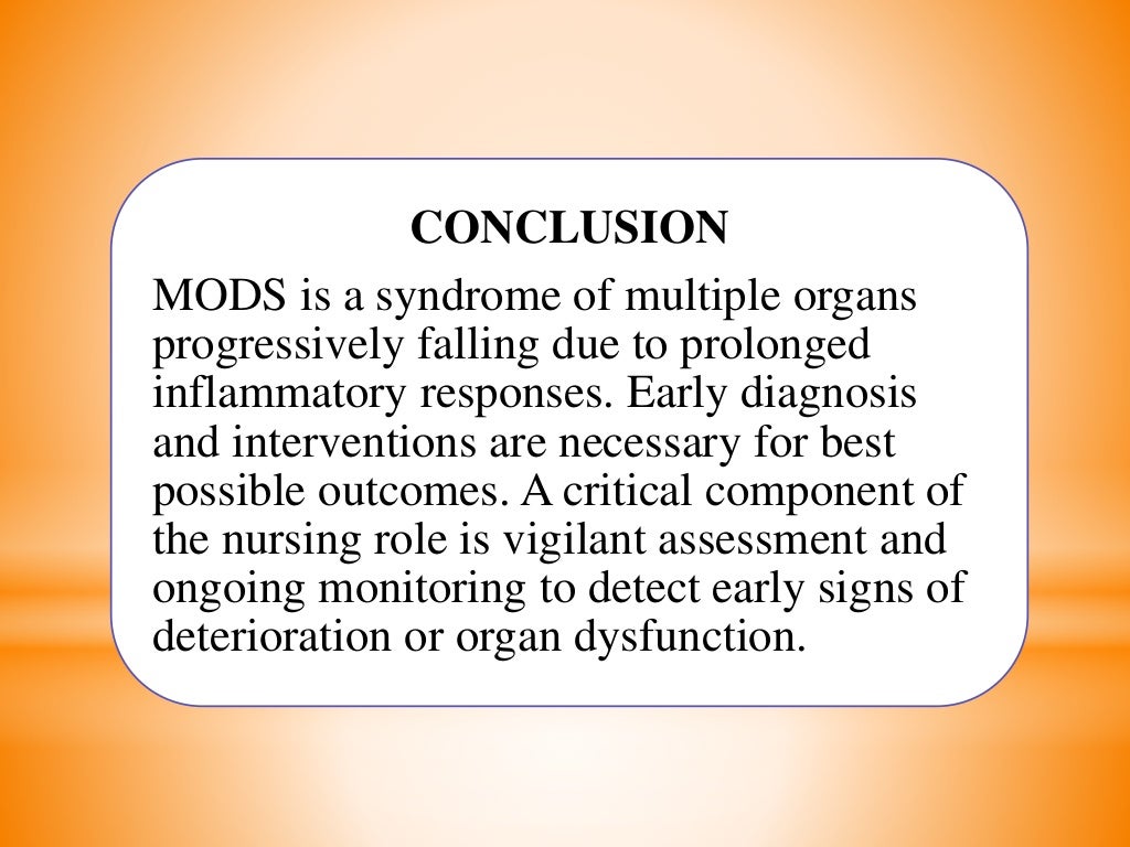 Multiple organ dysfunction syndrome mods 