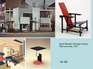 De Stijl
Gerrit Rietvelt, Schroder House,
1923 and chair, 1917
 