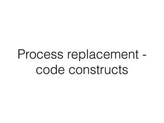 • So far so good
• Start parsing the PE file to obtain pointers to the different
section
• SizeOfHeaders is at some offset in the PE header
• NumberOfSections is at some offset in the PE header
• Copy the PE header to the exact same place in the virtual
adres space as the suspended process
• Read the IMAGE_HEADER_SECTION and perform some
pointer calculations
 