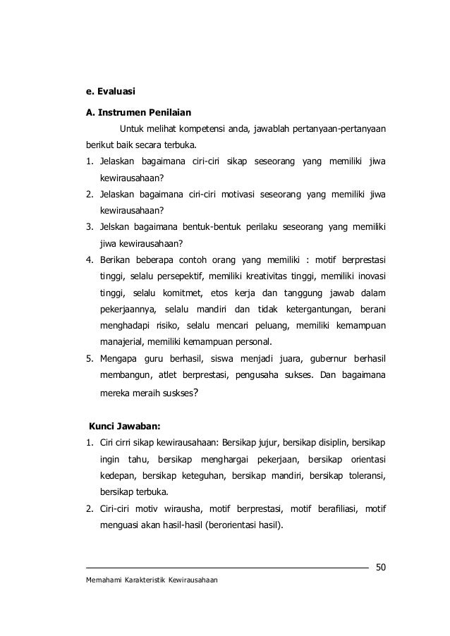 Sebutkan Ciri Ciri Wirausaha Yang Memiliki Motif