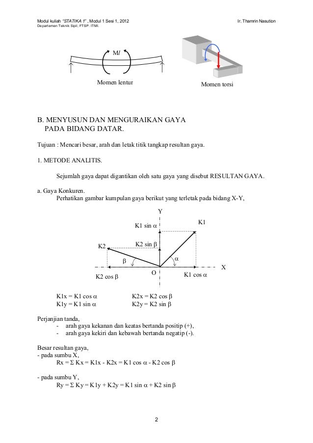 Modul 1 Pengertian Dasar Statika