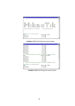 28 
Gambar 3.41 Hasil Ping di terminal winbox 
Gambar 3.42 Hasil Ping di terminal winbox  