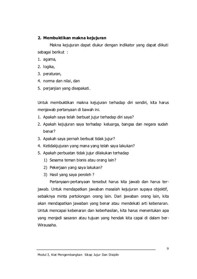 Modul 3 Sikap Jujur Dan Disiplin