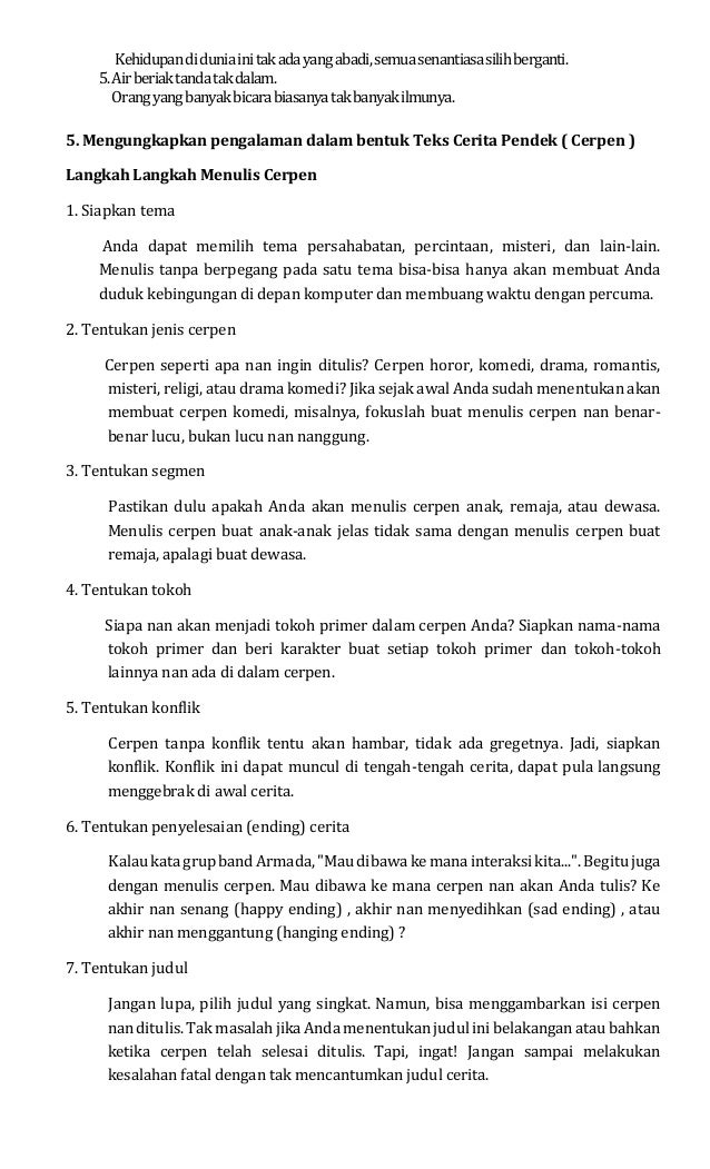 Modul Bahasa Indonesia Bab Iii Cerpen Kelas Ix Tingkat Smp K13