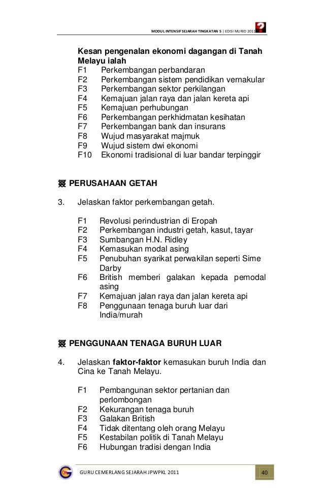 Modul Intensif Sejarah Tingkatan 4 (Jawapan)
