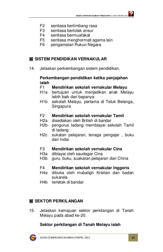 Modul Intensif Sejarah Tingkatan 4 (Jawapan) Modul Intensif Sejarah Tingkatan 4 (Jawapan)