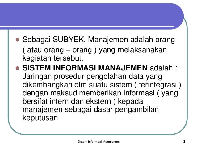 sistem informasi manajemen sistem informasi manajemen