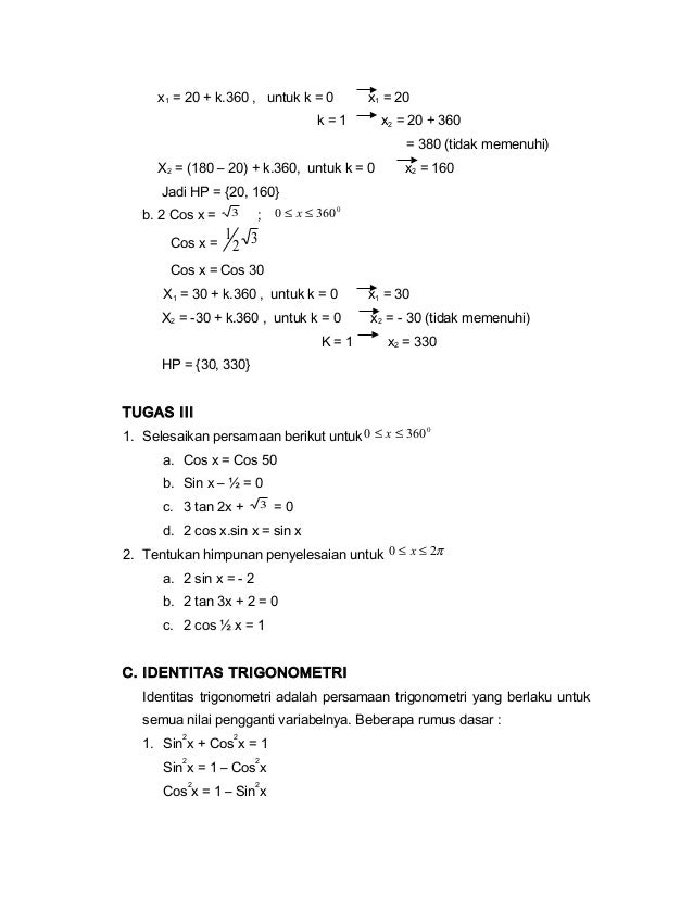 Soal Identitas Trigonometri Kelas 11 Doc Kuncisoal