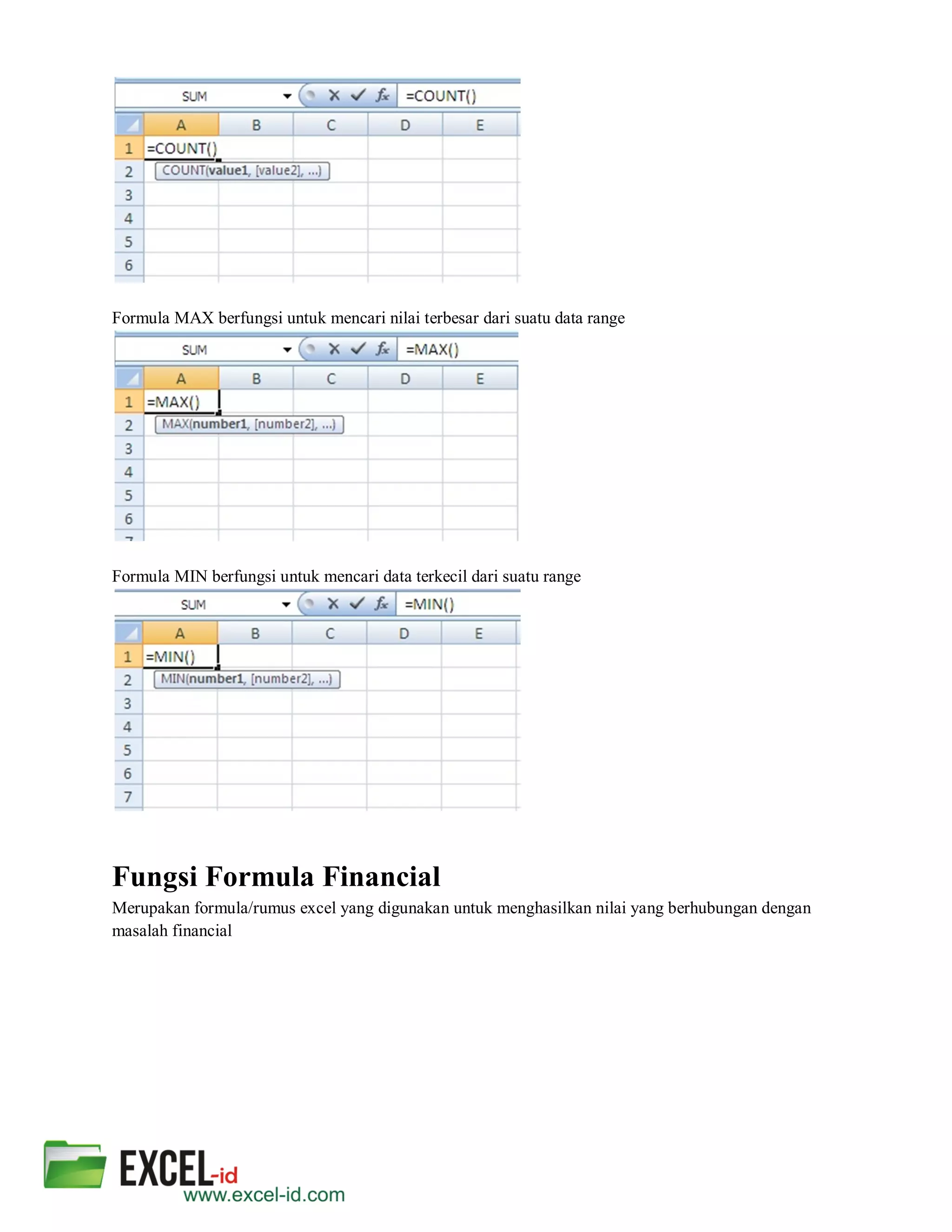 Modul mengenal berbagai rumus excel dan fungsinya | PDF