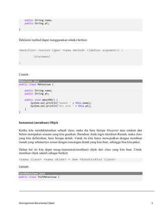 Modul Pemrograman Berorientasi Objek | PDF