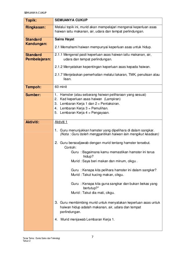Modul Pengajaran Sains Tahun 2 Versi Bm