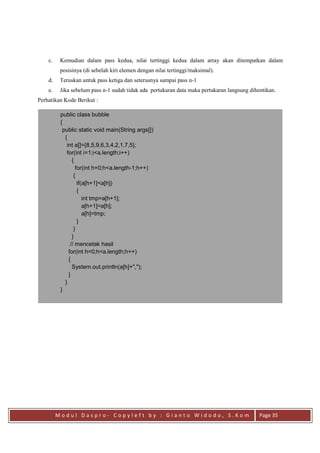 Modul praktikum dasar dasar pemrograman java | PDF
