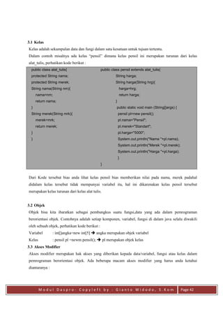 Modul praktikum dasar dasar pemrograman java | PDF