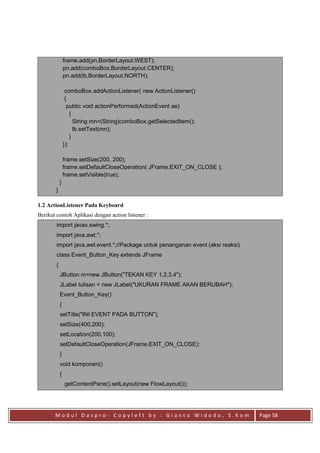 Modul praktikum dasar dasar pemrograman java | PDF