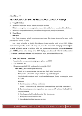Modul praktikum dasar dasar pemrograman java | PDF